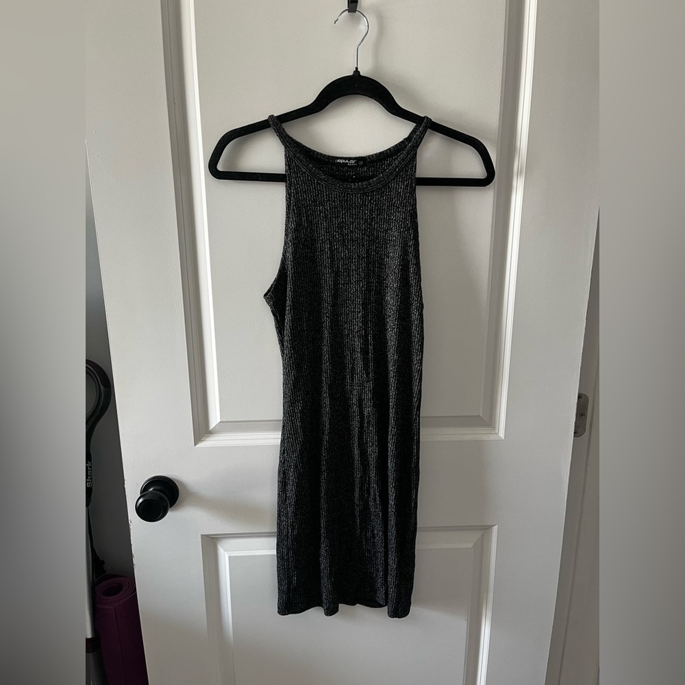 Popular Basics Black/Gray Midi Dress